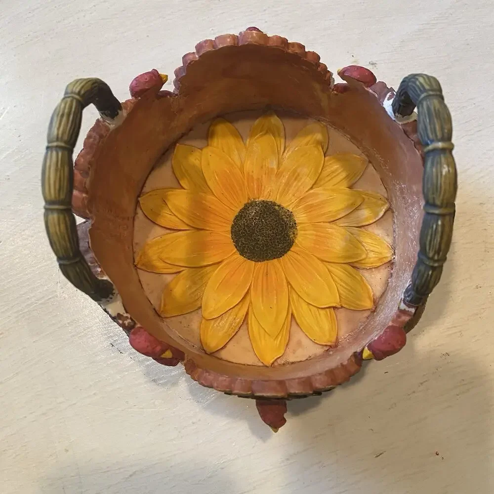 Sunflower‎ Turkey Ceramic Basket 6x6x4